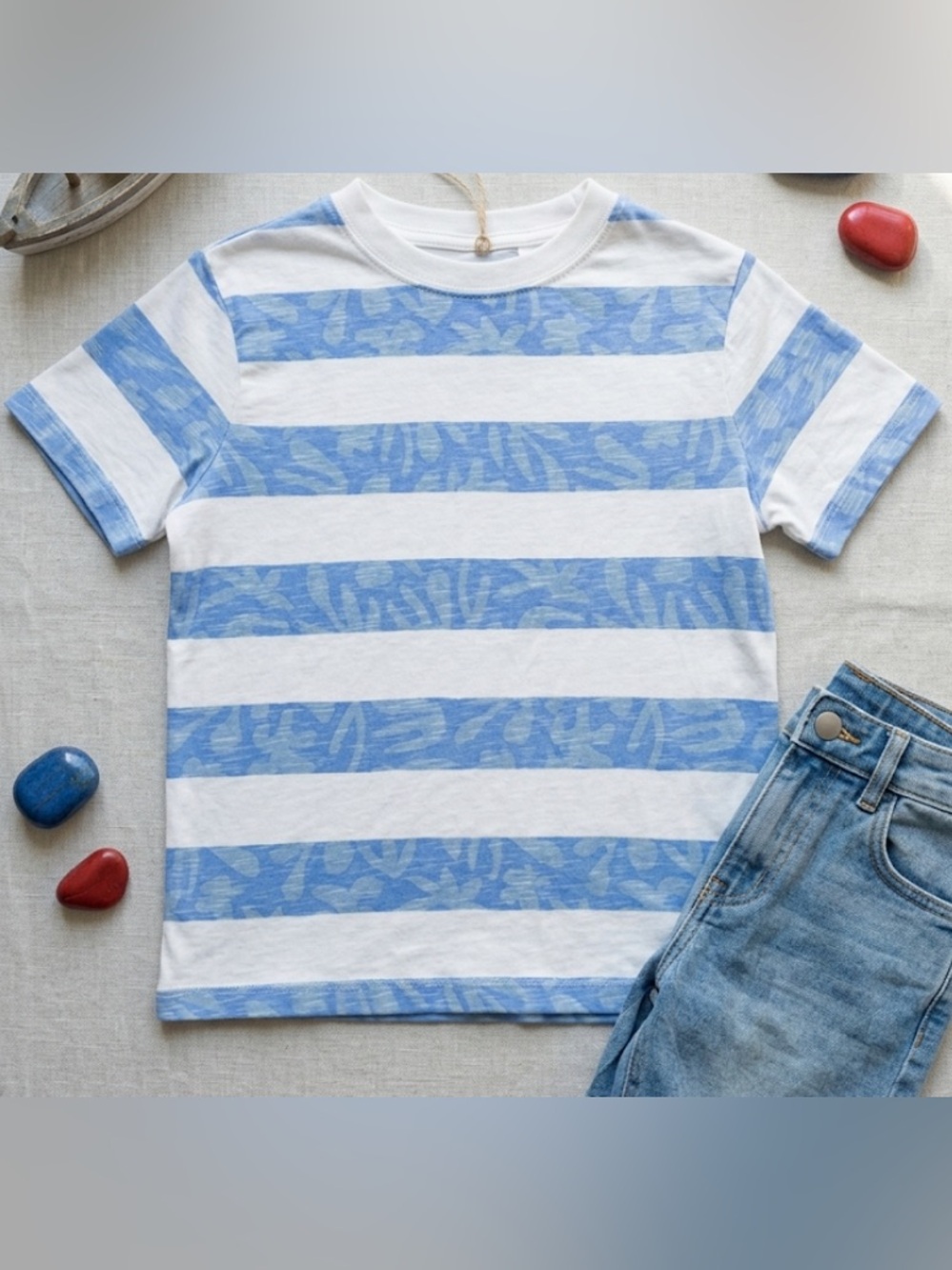 Hanna Andersson Blue & White patterned Short Sleeve Tee